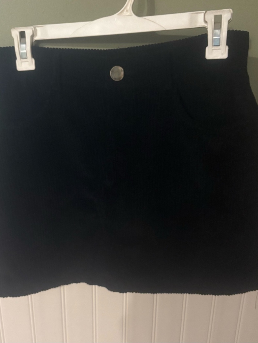 SHEIN Black Corduroy High-Rise Mini Skirt with Front Button
